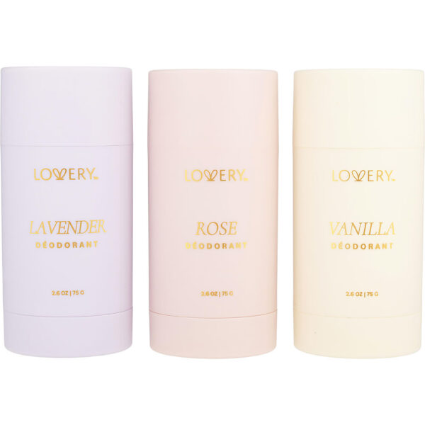 Lovery Variety 3 PC DEODORANT STICK WITH LAVENDER & ROSE & VANILLA AND ALL ARE for Unisex – 2.6 oz