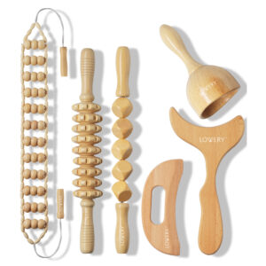 Lovery Wooden Massage Tool Kit Natural Wood Therapy for Body Sculpting & Relaxation for Unisex