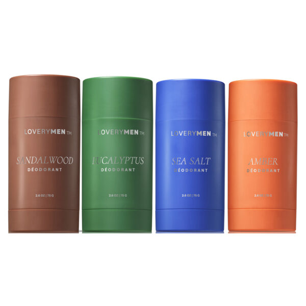 LoveryMen Aluminum Free Deodorant Sticks 3pc Sea Salt Eucalyptus Amber and Sandalwood for Men