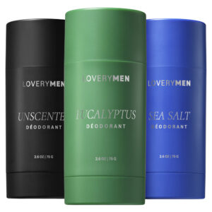LoveryMen Aluminum Free Deodorant Sticks 3pc Sea Salt Eucalyptus and Unscented for Men