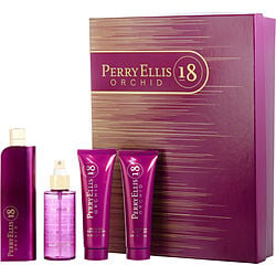 Perry Ellis 18 Orchid for Unisex – 4 piece gift set