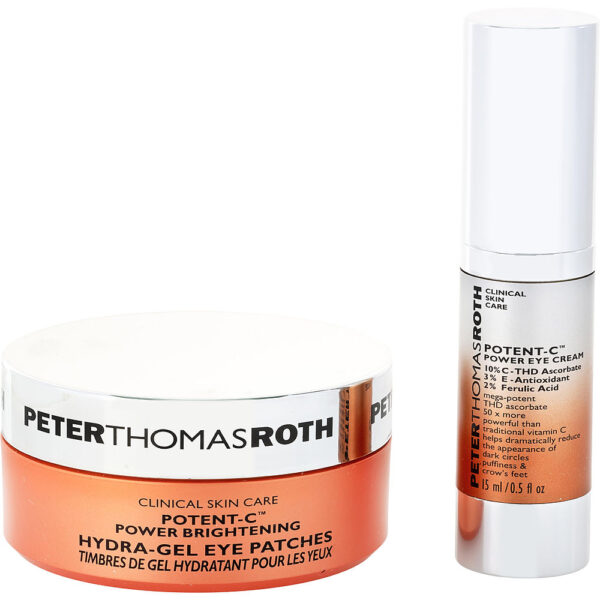Peter Thomas Roth Clinically Stronger Brightening Kit: Potent C Power Eye Cream + Power Brightening Hydra Gel Eye Patches 60ct 2pcs for Women