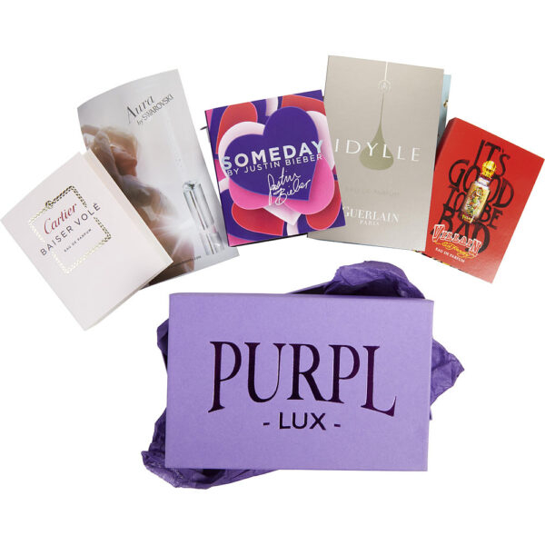 Purpl Lux Subscription Box For Women Purpl Lux Subscription Box Purpl Lux Subscription Box by $SOMEDAY BY JUSTIN BIEBER $IDYLLE $AURA SWAROVSKI $CARTIER BAISER VOLE ESSENCE $ED HARDY VILLAIN for Women