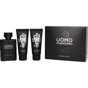 Salvatore Ferragamo Uomo Signature & SHAMPOO AND SHOWER GEL & AFTER SHAVE BALM Eau de Parfum for Men – 3.4 oz