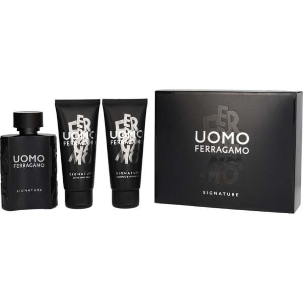 Salvatore Ferragamo Uomo Signature & SHAMPOO AND SHOWER GEL & AFTER SHAVE BALM Eau de Parfum for Men – 3.4 oz