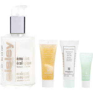Sisley Emulsion Ecologique : Ecological Compound + Facial Gel + Anti Aging Hydration + Eye Contour Mask 4pcs for Women – 125 ml