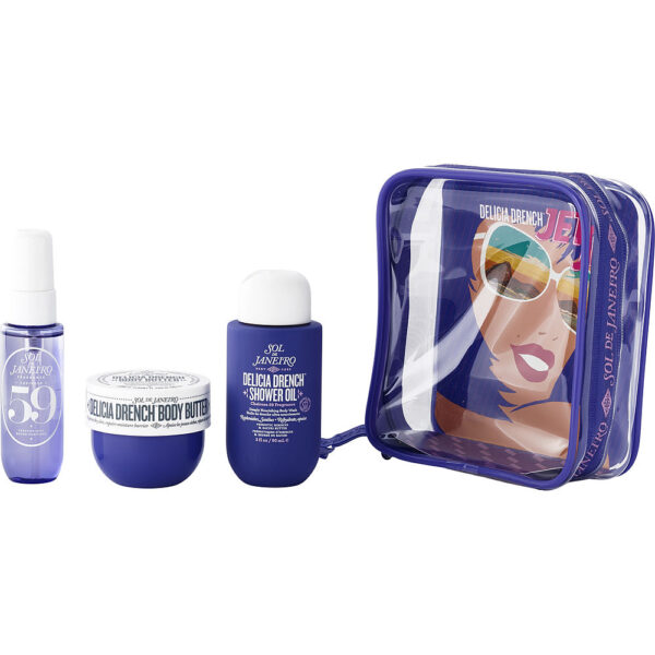 Sol De Janeiro Delicia Drench Jet : Shower Oil + Body Butter + Cheirosa 59 Hair & 3pcs Body Spray for Women – 3 oz