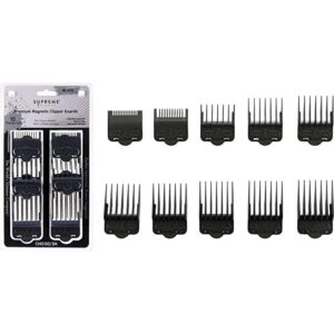 Supreme Trimmer Magnetic Clip Guards For Clippers 10 Piece CMG100 Black for Unisex