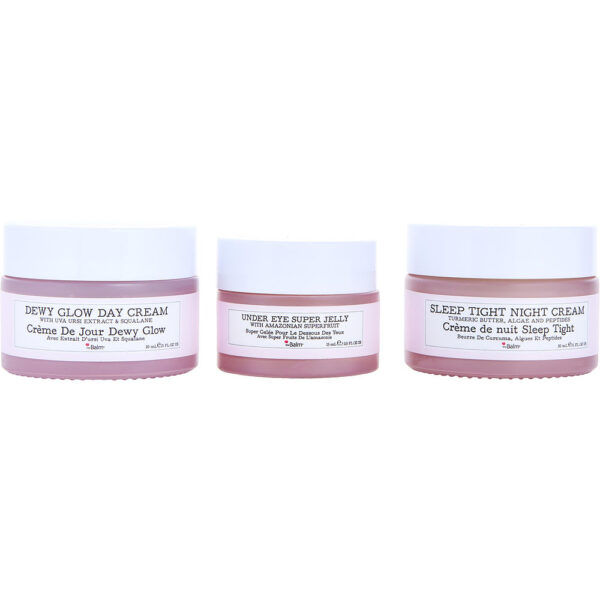 Thebalm Day To Night Glowing Skin Trio: Dewy Glow Day Cream + Under Eye Super Jelly + Sleep Tight Night Cream 3pcs for Women