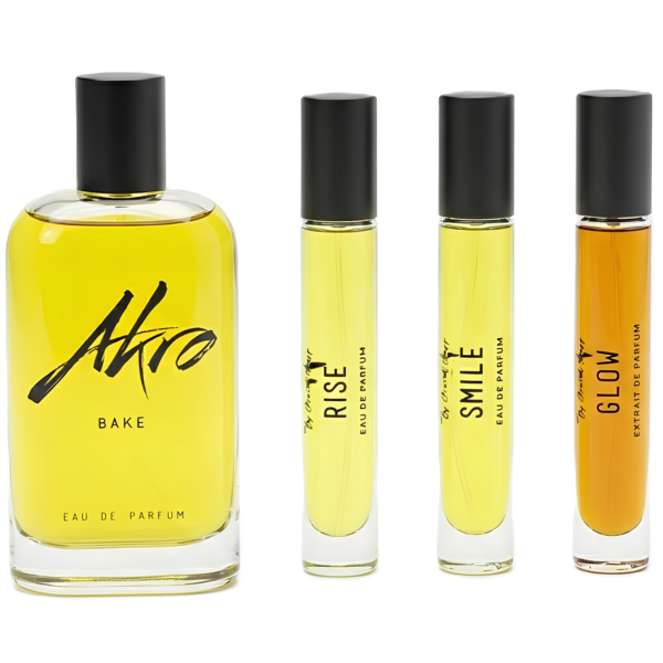 Akro The Icons Bake Glow Smile & Rise for Everyone for Unisex – 3 X 0.34 oz / 10 ml Eau de Parfum Spray; 3.4 oz / 100 ml Eau de Parfum Spray