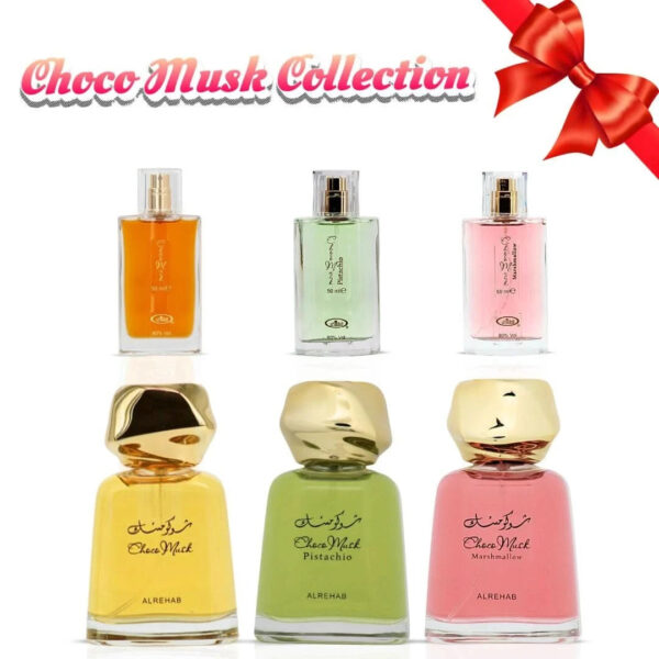 Al Rehab Choco Musk Choco Musk Pistachio & Choco Musk Marshmallow Sprays & Bundle Eau de Parfum for Unisex – 100 ml