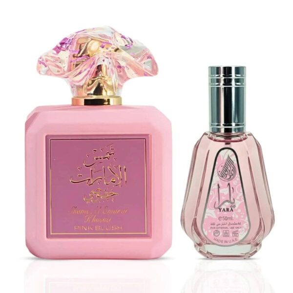 Ard Al Zaafaran Pink Blush Shams Al Emarat Khususi & Yara Sprays Bundle Eau de Parfum for Unisex – 100 ml