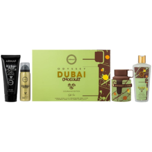 Armaf Odyssey Dubai Chocolat for Everyone for Men – 3.4 oz Eau de Parfum Spray, 3.4 oz Shower Gel, 1.7 oz Body Spray, 8.4 oz Shampoo