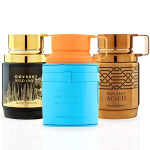 Armaf Odyssey Mandarin Sky Limited Edition Aoud Edition & Wild One Gold Edition Sprays Bundle Eau de Parfum for Unisex – 100 ml