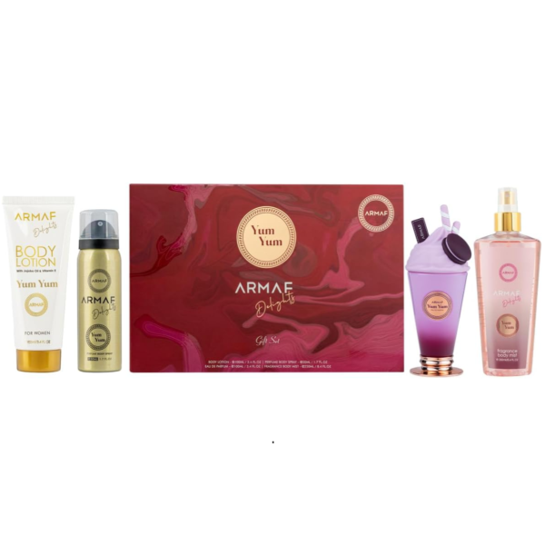 Armaf Yum Yum for Women – 3.4 oz Eau de Parfum Spray, 3.4 oz Body Lotion, 1.7 Oz Perfume Body Spray, 8.4 oz Body Mist