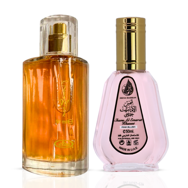 Intense Oud Choco Musk by Al Rehab & Pink Blush Shams Al Emarat Khususi by Ard Al Zaafaran Bundle Eau de Parfum for Unisex – 50 ml