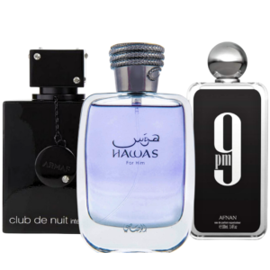 Intense Oud Hawas Club de Nuit Intense 9PM Exquisite Fragrances Collection . BUNDLE Eau de Parfum for Men – 100 ml