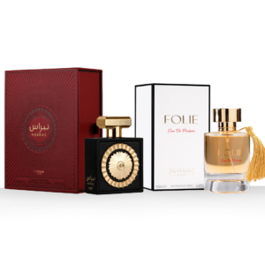 Intense Oud Nebras by Lattafa Pride & Folie by Intense Elite. SENSATIONAL BUNDLE Eau de Parfum for Unisex – 100 ml