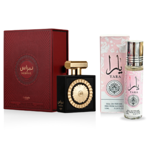 Intense Oud Nebras by Lattafa Pride & Yara by Ard Al Zaafaran. ELEGANT BUNDLE Eau de Parfum for Unisex – 100 ml