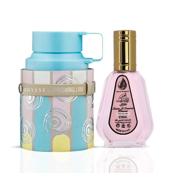 Intense Oud Odyssey Marshmallow Gourmand Edition by Armaf & Pink Blush Shams Al Emarat Khususi by Ard Al Zaafaran Bundle Eau de Parfum for Unisex – 100 ml
