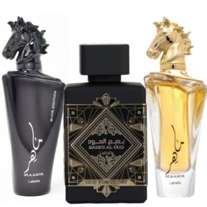 Lattafa Bade'e Al Oud for Glory Maahir & Maahir Black The Epitome of Warm and Woody Luxury Eau de Parfum for Unisex – 100 ml