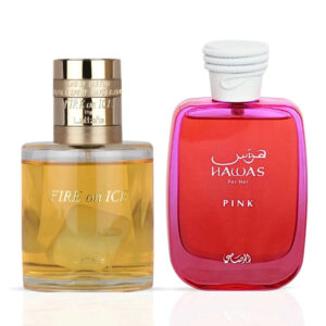 Lattafa Fire On Ice & Hawas Pink by Rasasi Sprays Bundle Eau de Parfum for Women – 110 ml