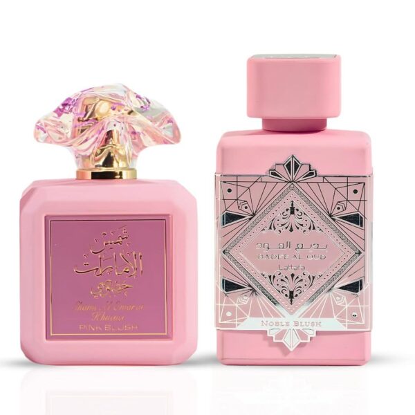 Lattafa Pink Blush Shams Al Emarat Khususi by Ard Al Zaafaran & Bade'e Al Oud Noble Blush Sprays Bundle Eau de Parfum for Unisex – 100 ml