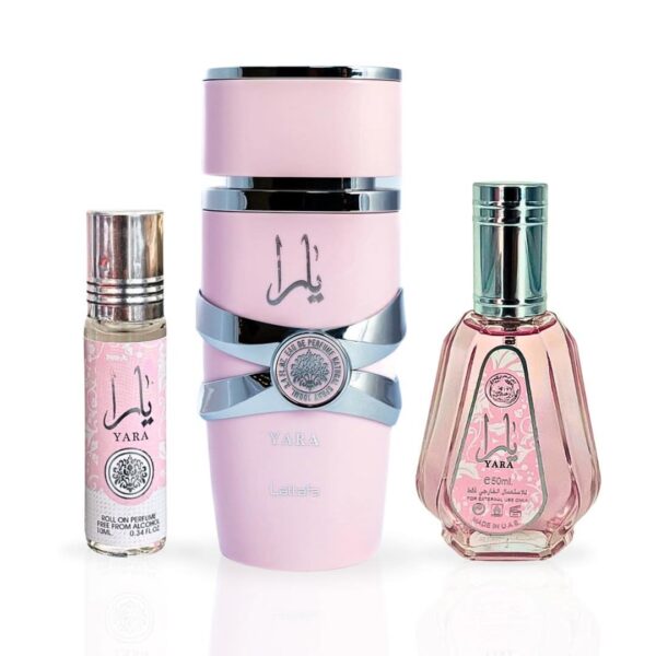 Lattafa Yara Sprays & & Roll On Bundle Eau de Parfum for Women – 100 ml