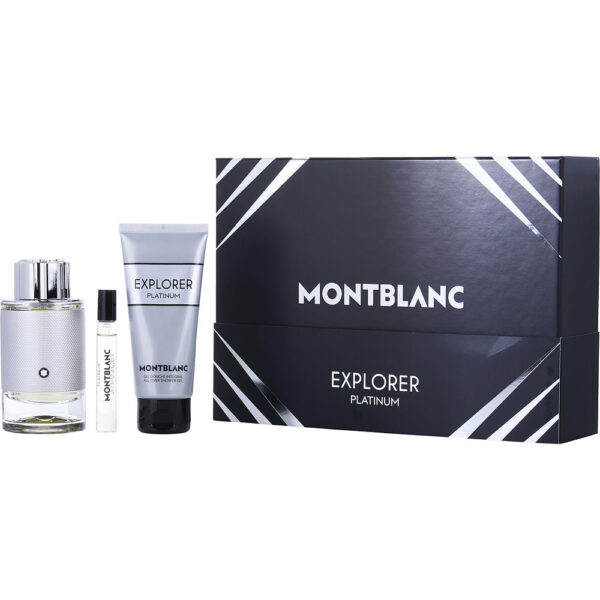 Mont Blanc Explorer Platinum & SHOWER GEL & Eau de Parfum for Men – 3.3 oz