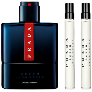 Prada Luna Rossa Ocean for Men – 2 X 0.33 oz / 10 ml Eau de Parfum Spray; 3.4 oz / 100 ml Eau de Parfum Spray