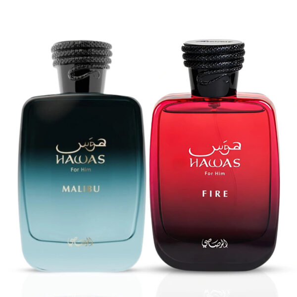 Rasasi Hawas Malibu & Hawas Fire Sprays Bundle Eau de Parfum for Men – 100 ml