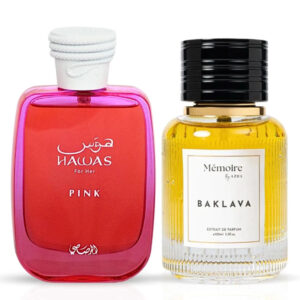 Rasasi Hawas Pink & Baklava by Azha Bundle Extrait de Parfum for Women – 100 ml