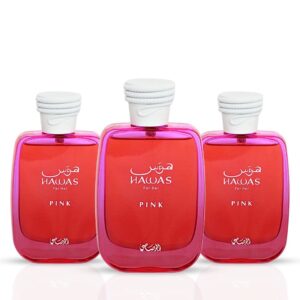 Rasasi Hawas Pink Pack of 3 Eau de Parfum for Women – 100 ml
