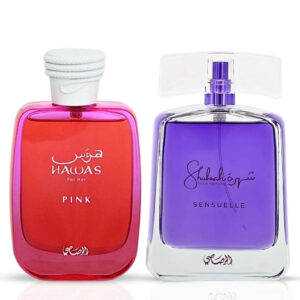 Rasasi Hawas Pink & Shuhrah Sensuelle Sprays Bundle Eau de Parfum for Women – 100 ml