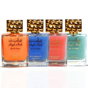 Surrati Royal Musk Caramel Toffee Pomegranate Raspberry Blueberry Grapes & Sweet Powdery Sprays Bundle Eau de Parfum for Unisex – 100 ml