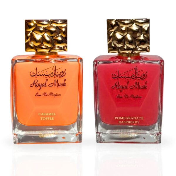 Surrati Royal Musk Caramel Toffee & Royal Musk Pomegranate Raspberry Sprays Bundle Eau de Parfum for Unisex – 100 ml