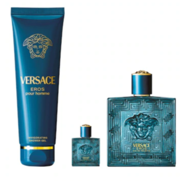 Versace Eros for Men – 3.4 oz / 100 ml Eau de Toilette ; 5.0 oz / 150 ml Shower Gel ; 5 ml Eau de Toilette