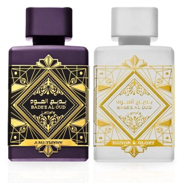 Lattafa Bade’e Al Oud Amethyst & Bade’e Al Oud Honor & Glory Sprays Bundle Eau de Parfum for Unisex