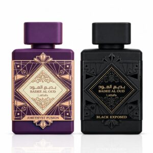 Lattafa Bade’e Al Oud Amethyst Fusion & Black Exposed Sprays Bundle Eau de Parfum for Unisex