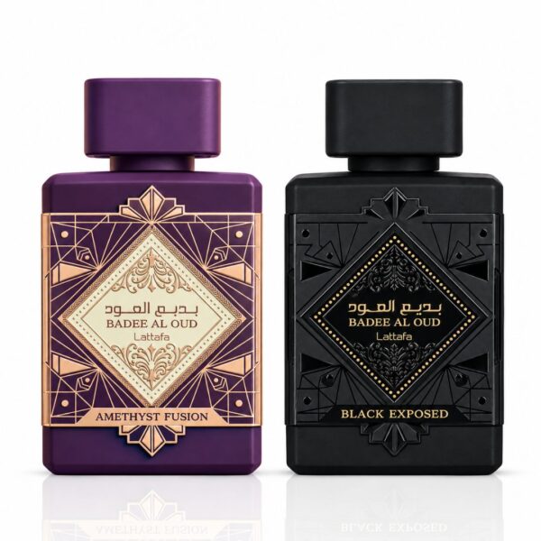 Lattafa Bade’e Al Oud Amethyst Fusion & Black Exposed Sprays Bundle Eau de Parfum for Unisex