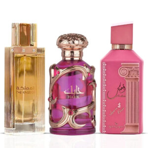 Lattafa Habik Women & Kingdom Women & Ahubbak Love in Paris by Ard Al Zaafaran Sprays Bundle Eau de Parfum for Women
