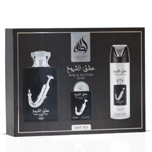 Lattafa Pride Ishq Al Shuyukh Silver 3 Piece for Unisex