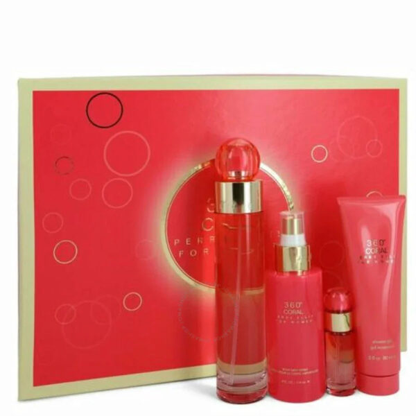 Perry Ellis 360 Coral 4 piece Eau de Parfum for Women – 4 piece gift set