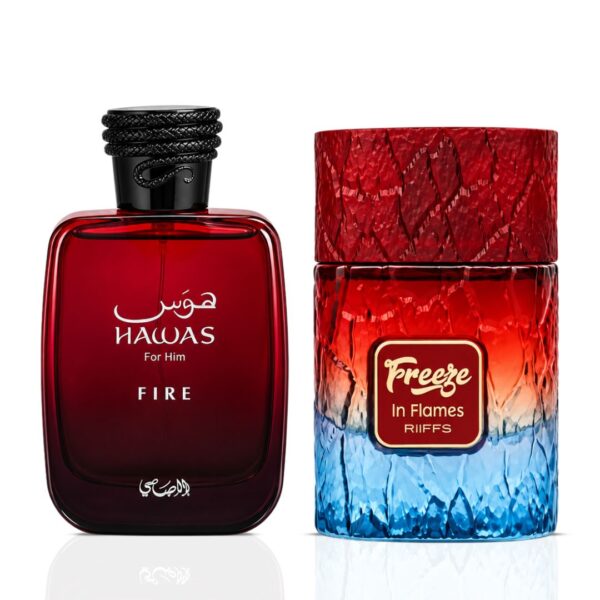 Rasasi Hawas Fire & Freeze in Flames by Riiffs Sprays Bundle Eau de Parfum for Unisex Rasasi Hawas Fire & Freeze in Flames by Riiffs Sprays Bundle Eau de Parfum for Unisex