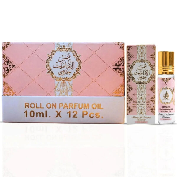 Ard Al Zaafaran Pink Blush Shams Al Emarat Khususi Roll On Pack of 12 Perfume Oil for Unisex (Sample) Ard Al Zaafaran Pink Blush Shams Al Emarat Khususi Roll On Pack of 12 Perfume Oil for Unisex (Sample)