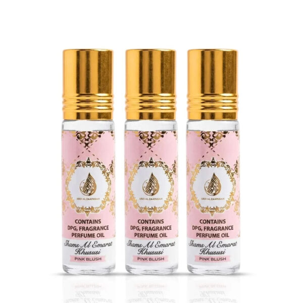 Ard Al Zaafaran Pink Blush Shams Al Emarat Khususi Roll On Pack of 3 Perfume Oil for Unisex (Sample) Ard Al Zaafaran Pink Blush Shams Al Emarat Khususi Roll On Pack of 3 Perfume Oil for Unisex (Sample)