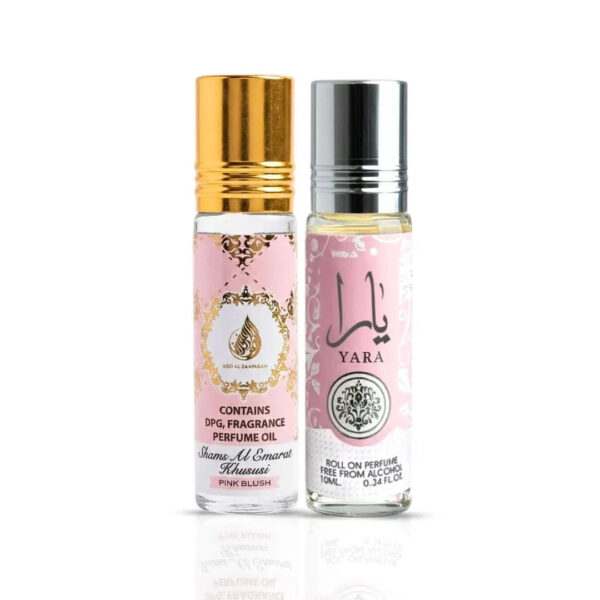 Ard Al Zaafaran Pink Blush Shams Al Emarat Khususi & Yara Roll On CPO Bundle Perfume Oil for Women Ard Al Zaafaran Pink Blush Shams Al Emarat Khususi & Yara Roll On CPO Bundle Perfume Oil for Women