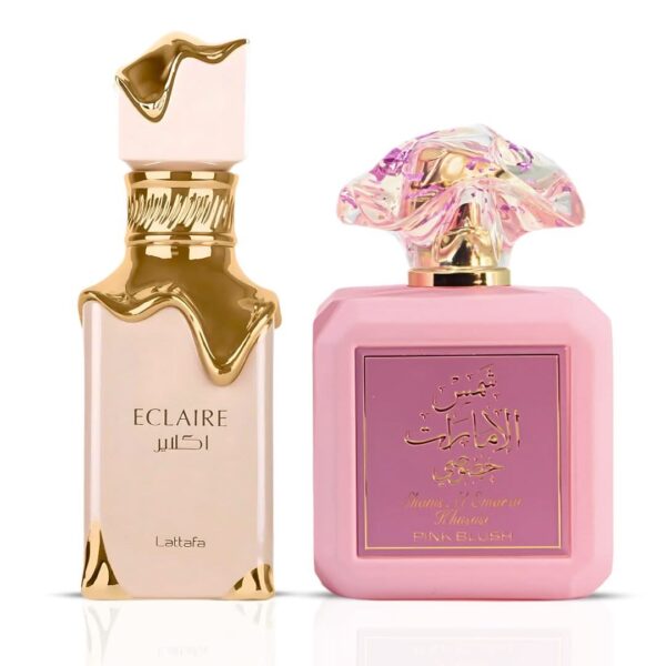 Lattafa Eclaire & Pink Blush Shams Al Emarat Khususi by Ard Al Zaafaran Sprays Bundle Eau de Parfum for Unisex Lattafa Eclaire & Pink Blush Shams Al Emarat Khususi by Ard Al Zaafaran Sprays Bundle Eau de Parfum for Unisex