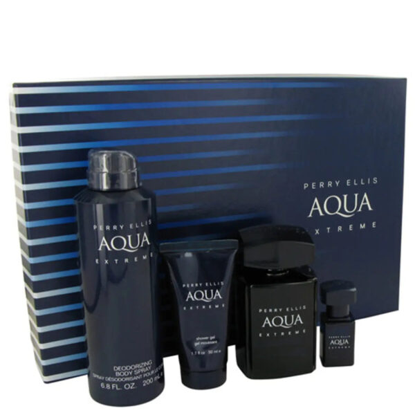 Perry Ellis Aqua Extreme 4 piece Eau de Toilette for Men (Gift Set)